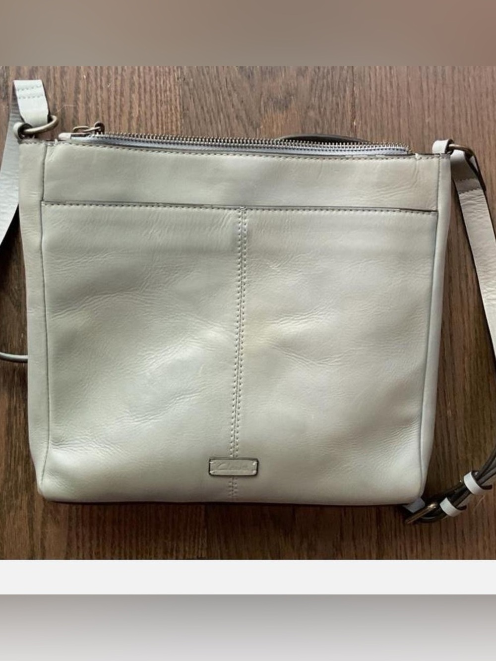 Clarks Minimal Light Blue Leather Crossbody Bag with Adjustable Strap